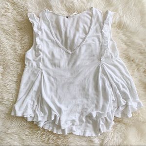 Free People white waffle knit top, sz. XS